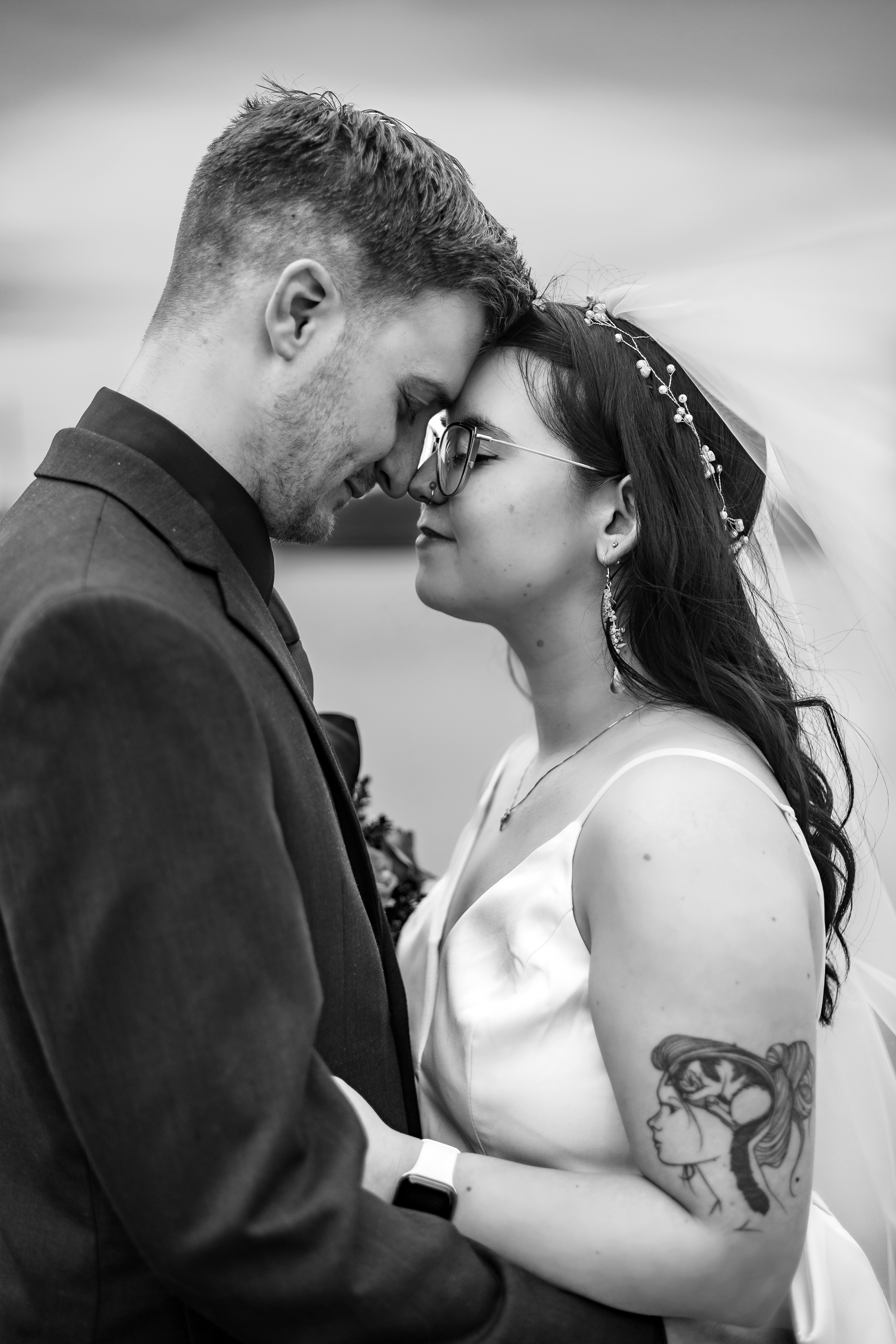 black and white portrait wedding portrait