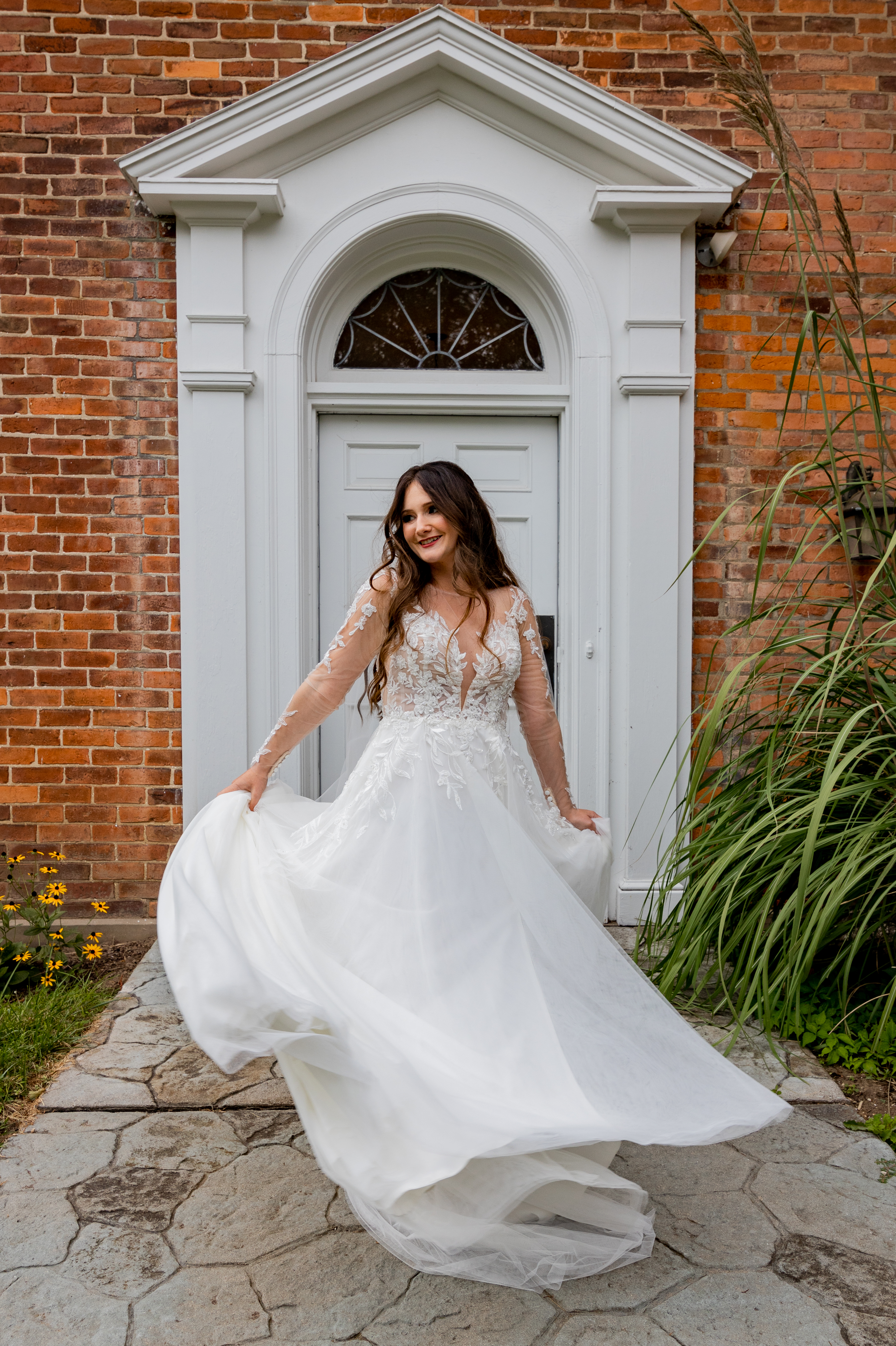 bride twirling bridal gown