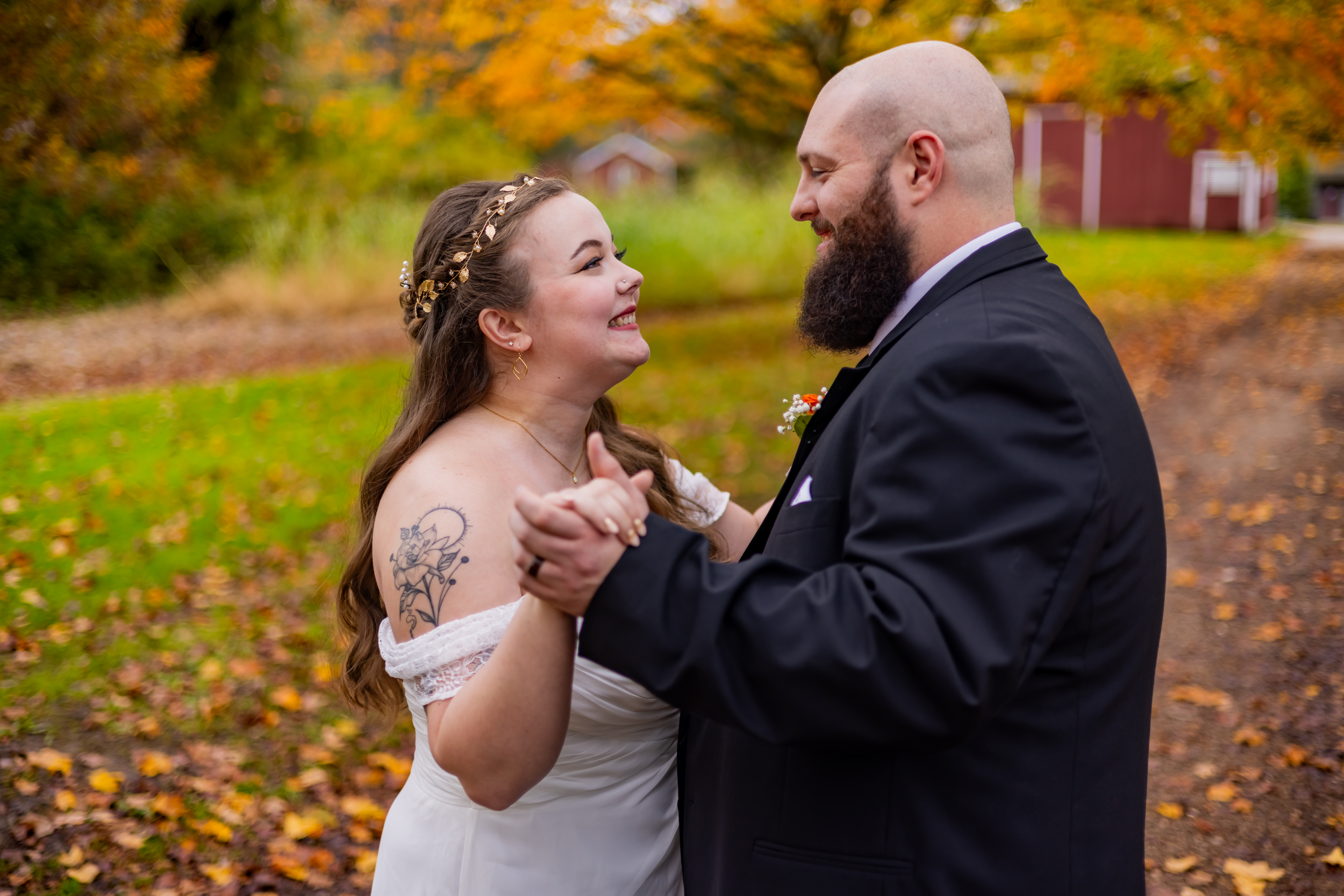 bridal portrait fall wedding