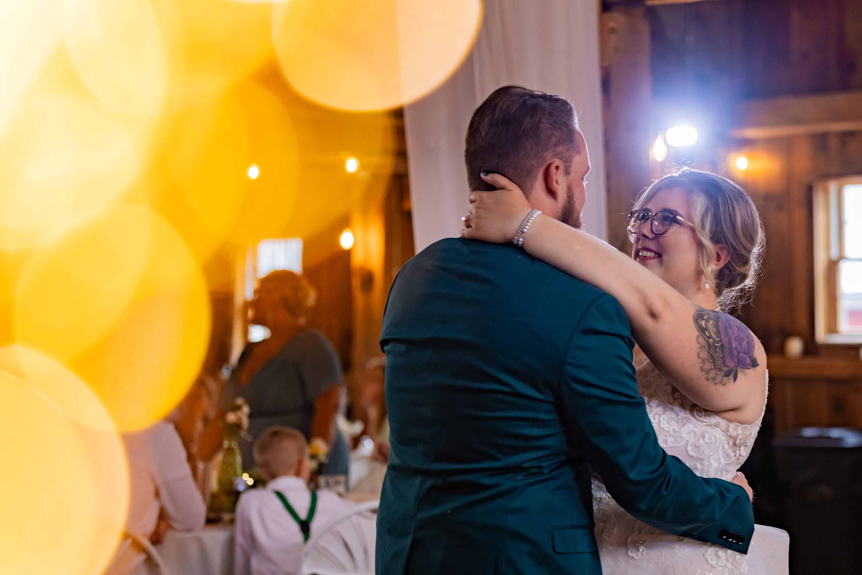 bride and groom dancing